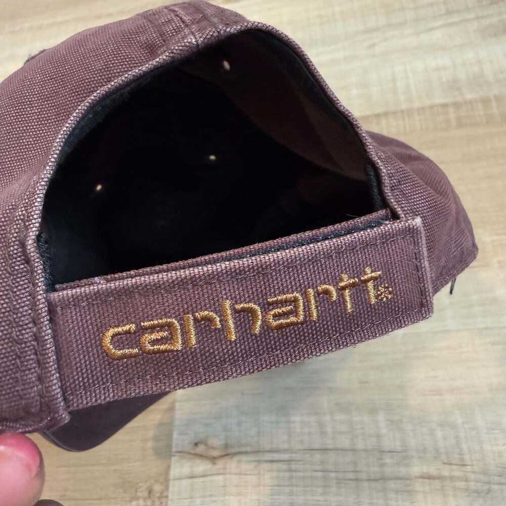 Carhartt Brown BurgundyCanvas Baseball Cap Hat Adjustable Strapback Workwear - Picture 2 of 3